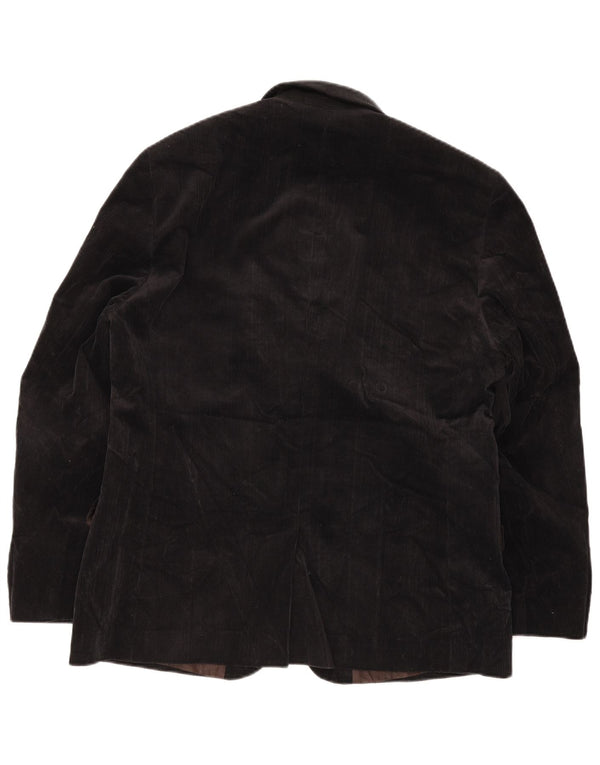 Jasper Conran Jaqueta blazer masculina de veludo cotelê com 2 botões Reino Unido 40 grande algodão preto