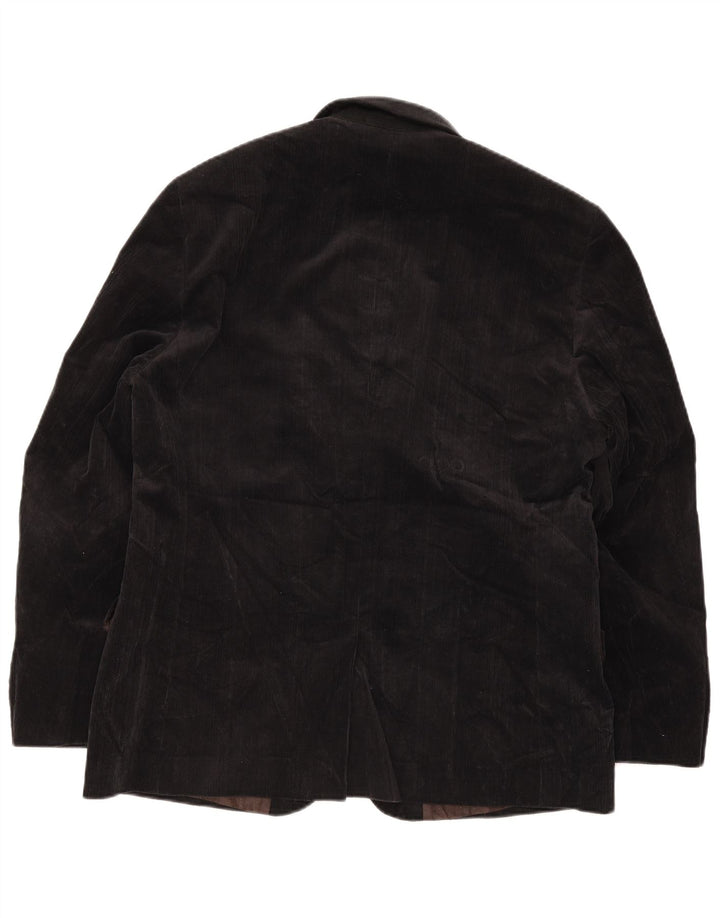 Jasper Conran Jaqueta blazer masculina de veludo cotelê com 2 botões Reino Unido 40 grande algodão preto