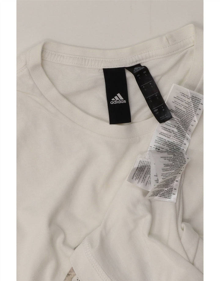 ADIDAS Mens Graphic T-Shirt Top Pequeno Algodão Branco