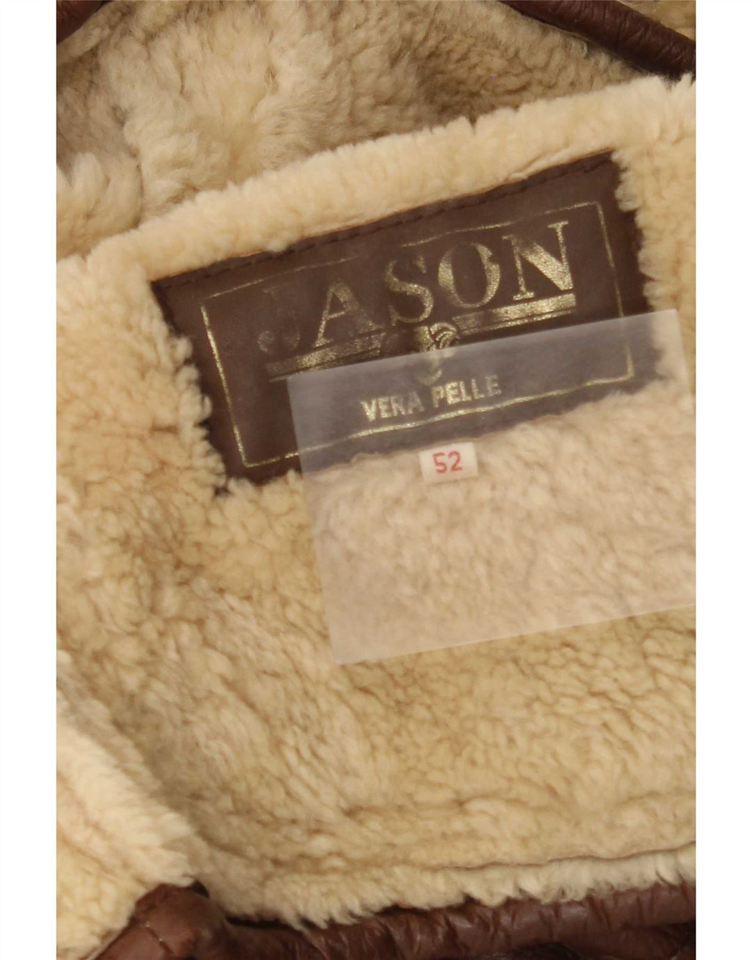 Jaqueta masculina vintage shearling IT 52 XL couro marrom