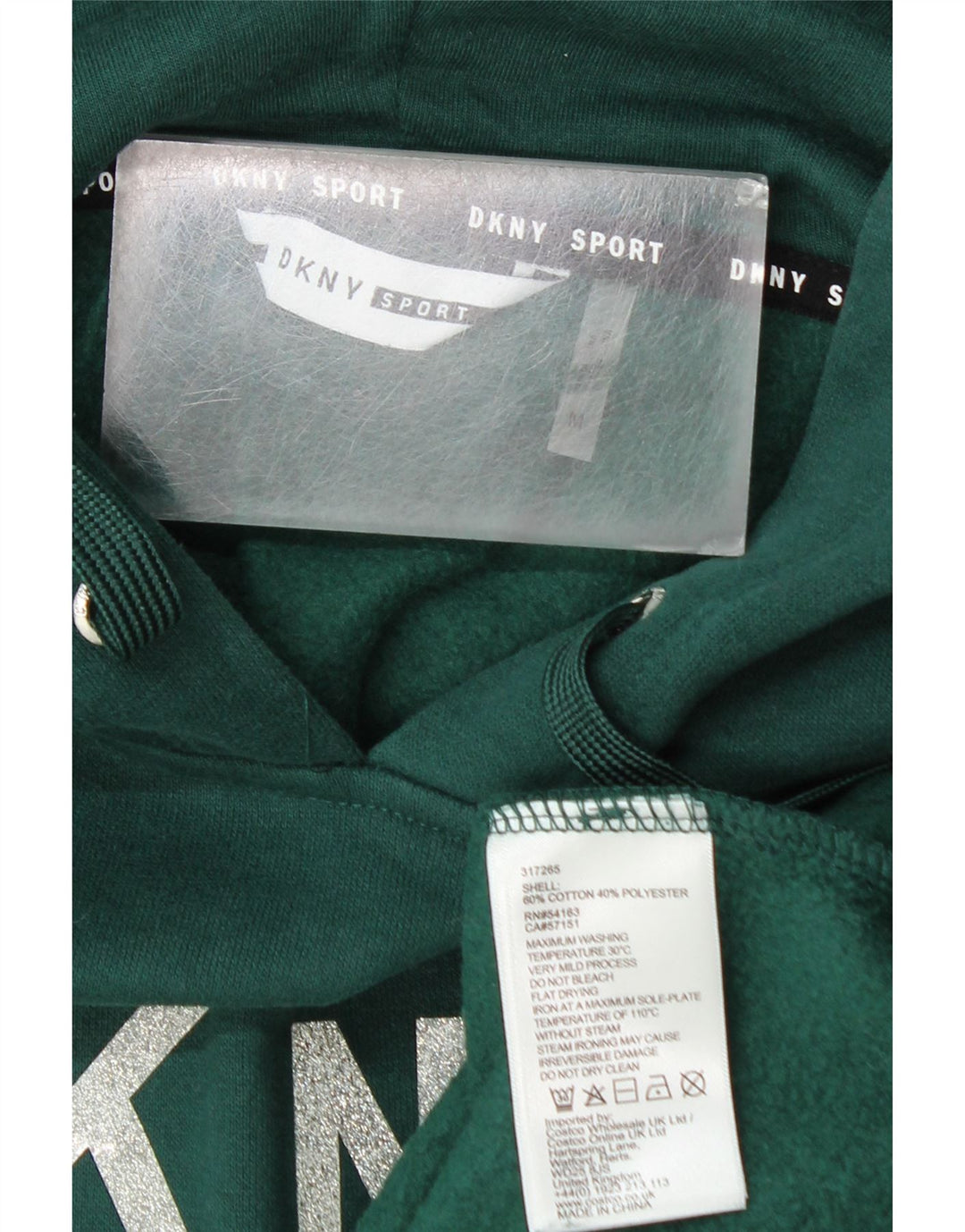 Suéter com capuz gráfico masculino Dkny médio algodão verde