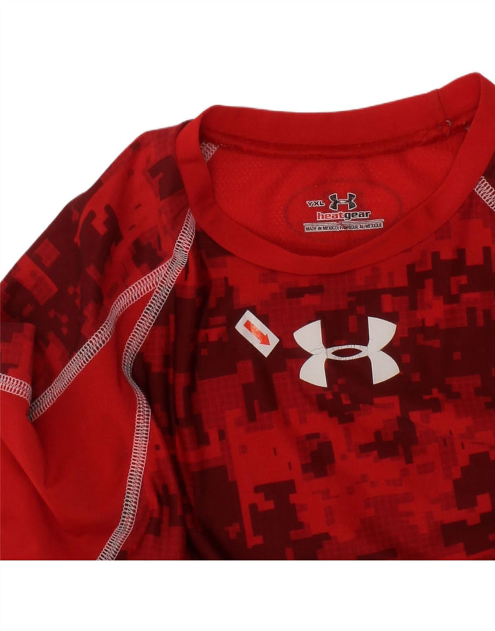 UNDER ARMOUR Meninos Heat Gear Graphic Top Manga Comprida 13-14 Anos XL Vermelho