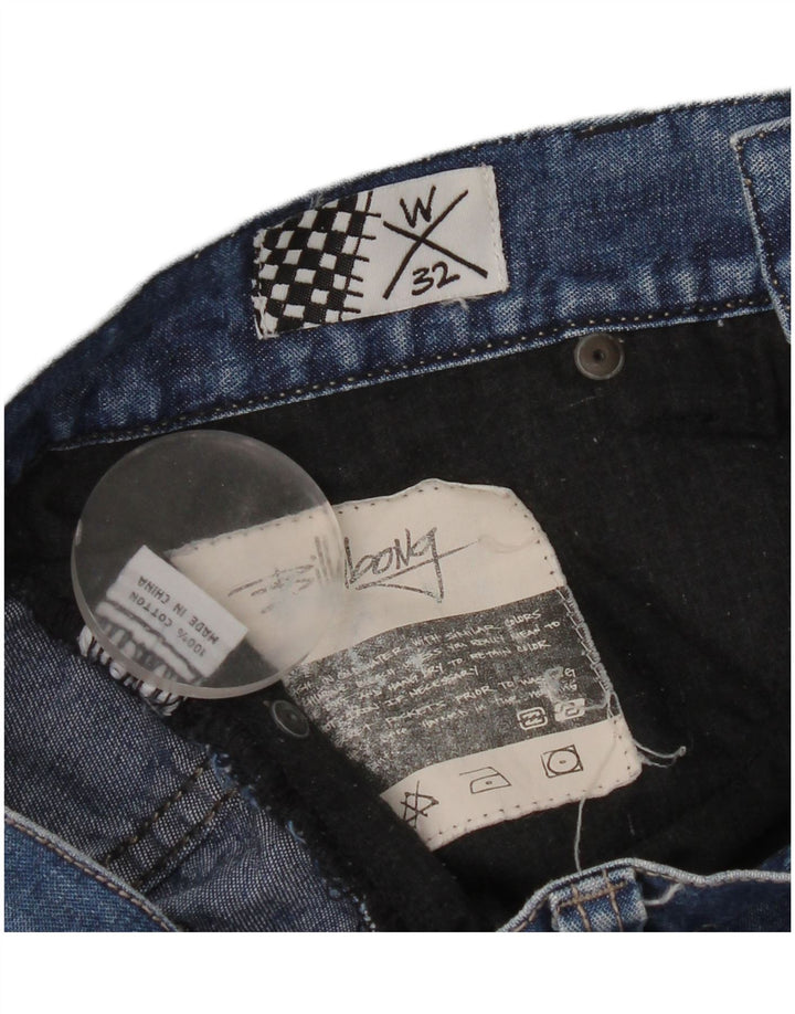Shorts jeans feminino gráfico Billabong W32 grande algodão azul
