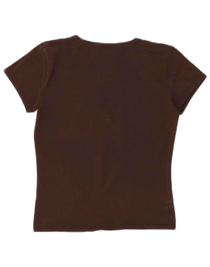 Camiseta feminina MASSIMO DUTTI UK 14 grande algodão marrom