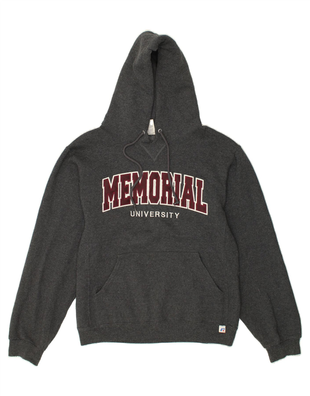 RUSSELL ATHLETIC Mens Graphic Hoodie Jumper Small Grey Cotton Vintage Russell Athletic and Second-Hand Russell Athletic from Messina Hembry 
