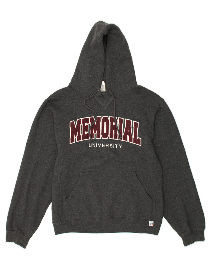 RUSSELL ATHLETIC Mens Graphic Hoodie Jumper Small Grey Cotton Vintage Russell Athletic and Second-Hand Russell Athletic from Messina Hembry 