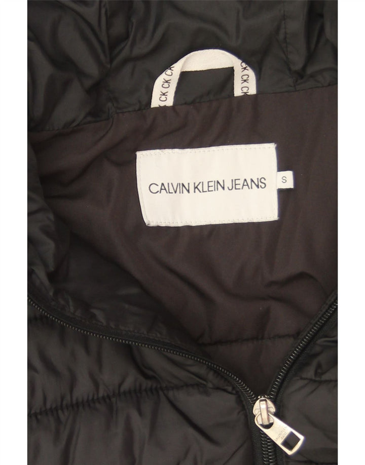 Jaqueta Calvin Klein Jeans feminina com capuz grande e acolchoada Reino Unido 10 pequena preta