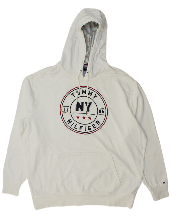 Tommy Hilfiger masculino alto gráfico solto ajuste moletom com capuz 2XL algodão branco