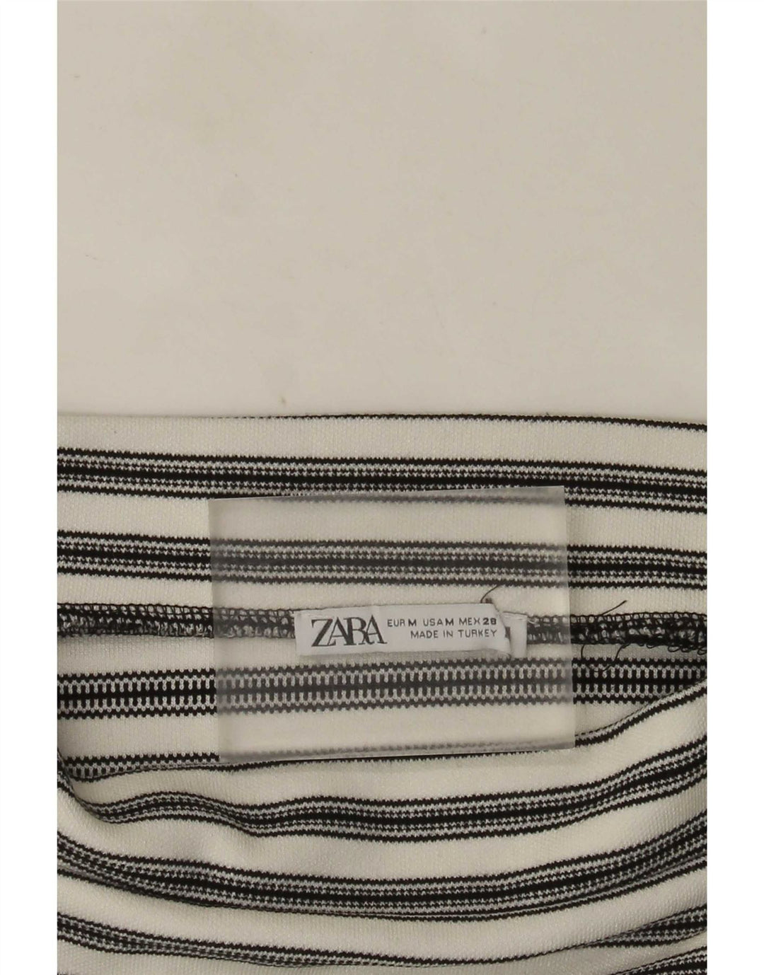 Zara Womens Crop Off Ombro Top UK 12 Médio Listrado Branco