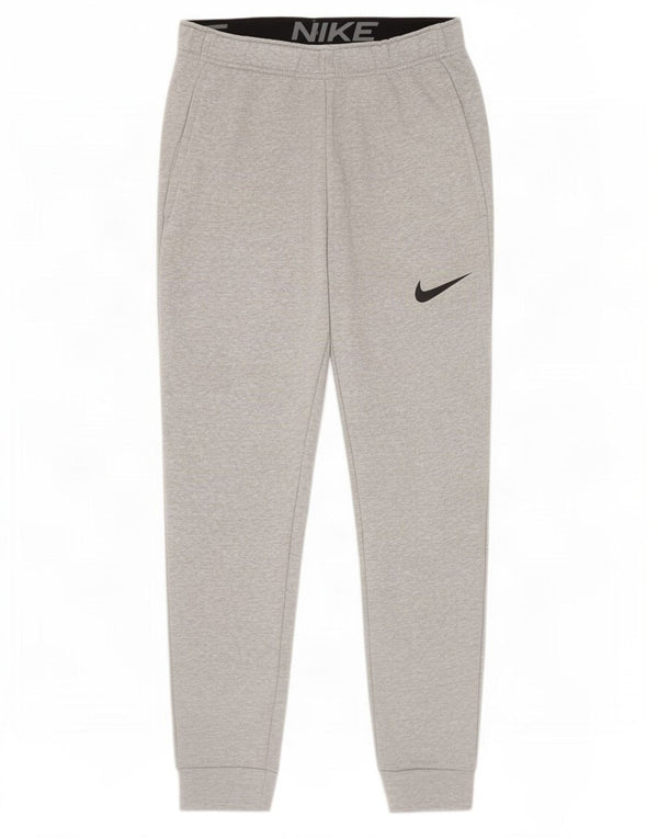 Calça esportiva masculina Nike Dri Fit joggers pequena cinza manchada de algodão