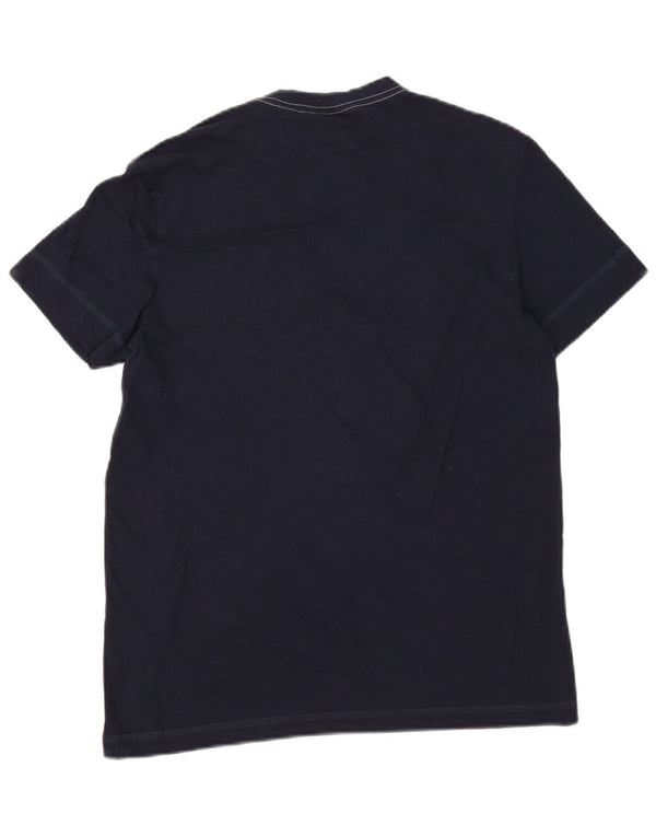 Camiseta masculina Calvin Klein com estampa gráfica pequena de algodão listrado azul marinho
