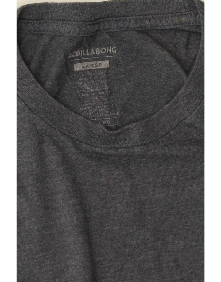 Camiseta masculina gráfica Billabong grande algodão manchado cinza