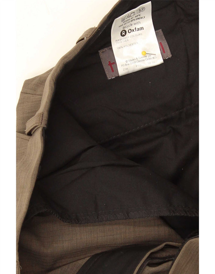 Calça chino reta masculina Marks & Spencer W34 L31 poliéster cinza
