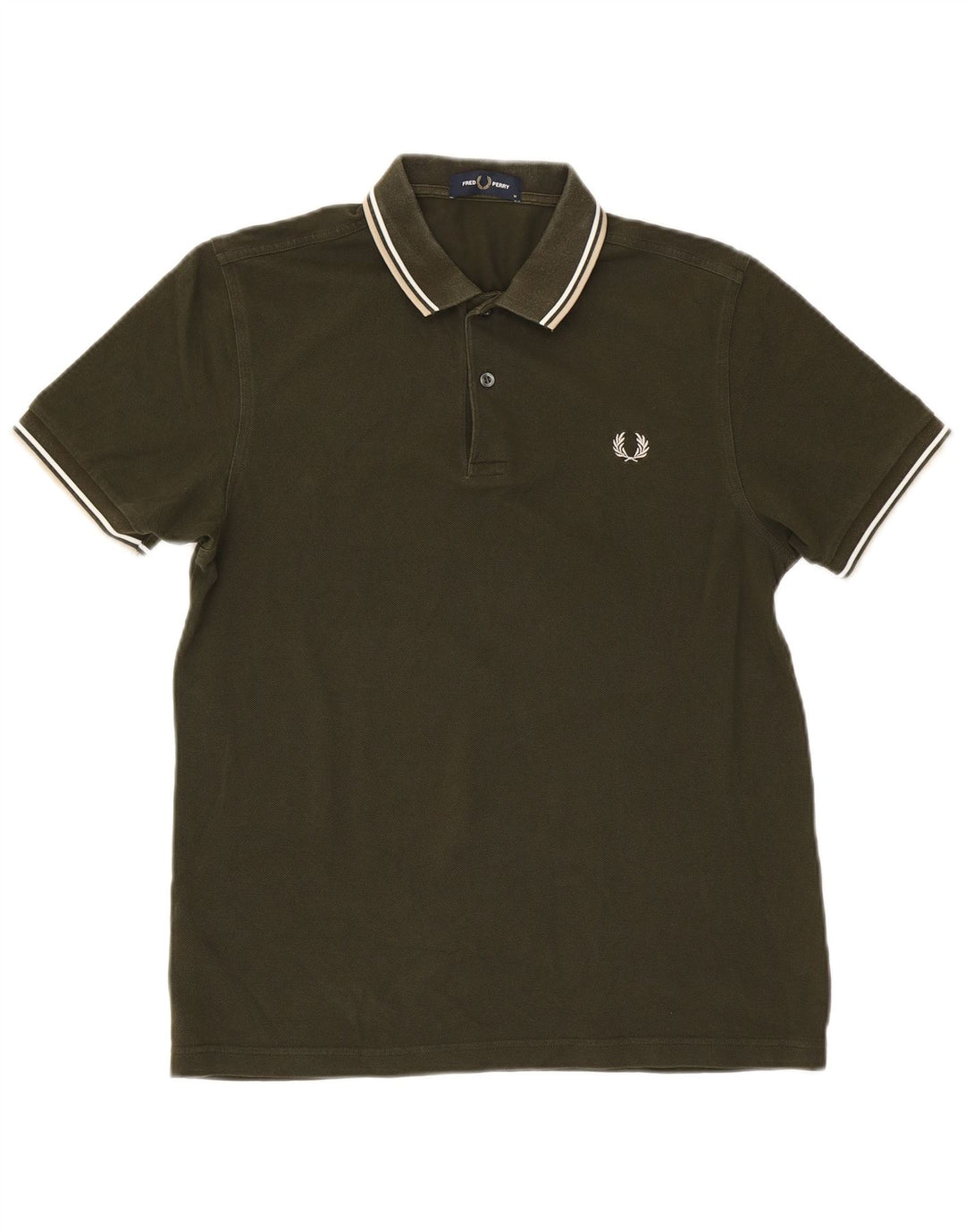 Camisa polo masculina Fred Perry de algodão cáqui médio