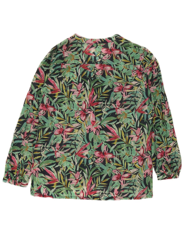 Blusa feminina Laura Ashley Reino Unido 14 grande algodão floral verde