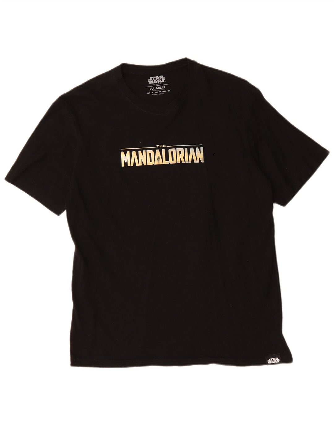 Camiseta gráfica masculina Pull & Bear Top médio algodão preto