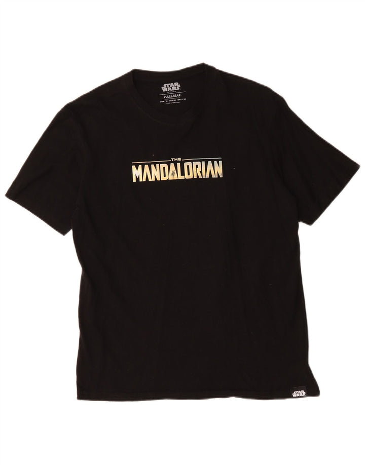 Camiseta gráfica masculina Pull & Bear Top médio algodão preto