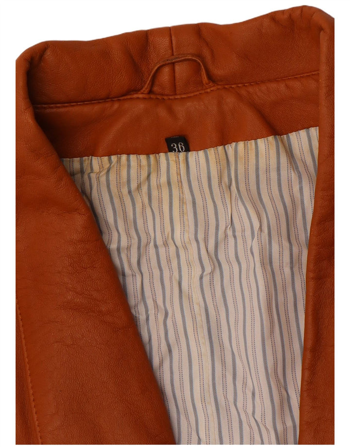 Casaco feminino vintage de couro Batwing UE 36 pequeno marrom