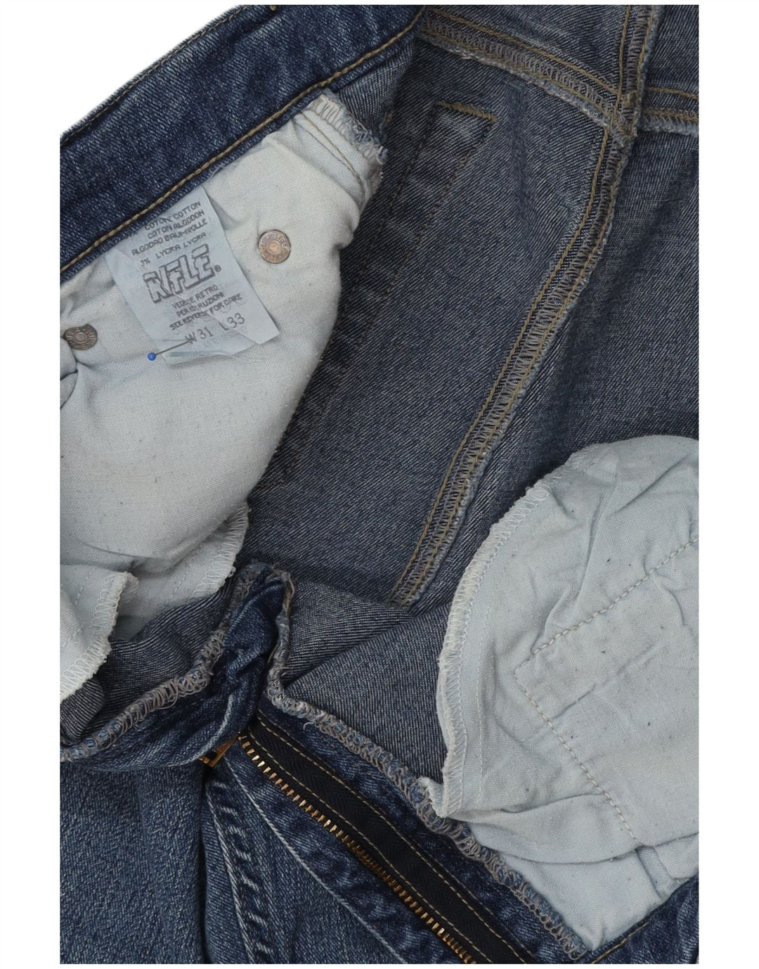 Rifle feminino bootcut jeans W31 L33 azul marinho algodão
