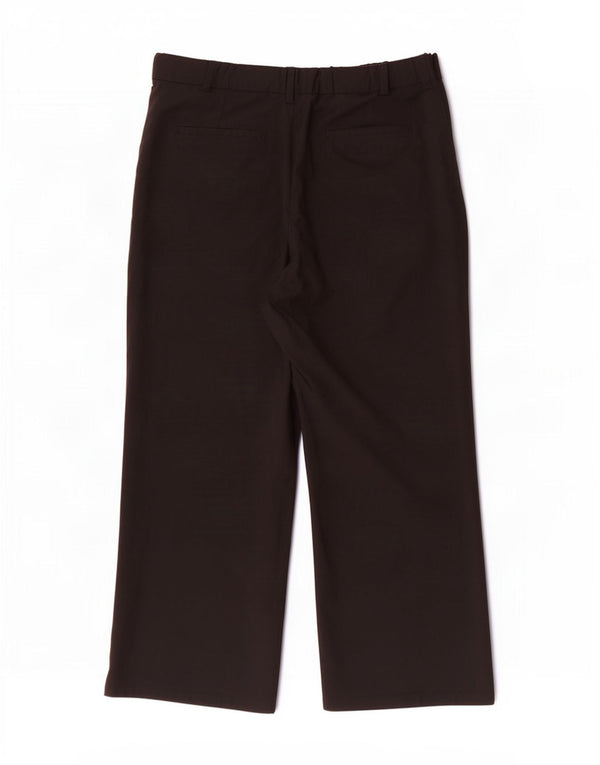 Calça chino feminina Zara com cintura alta e perna larga 2XL W34 L29 poliéster preto