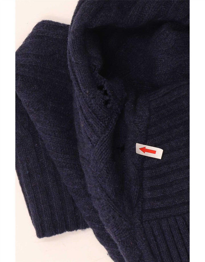 Suéter masculino G-Star com gola xale de lã azul marinho médio