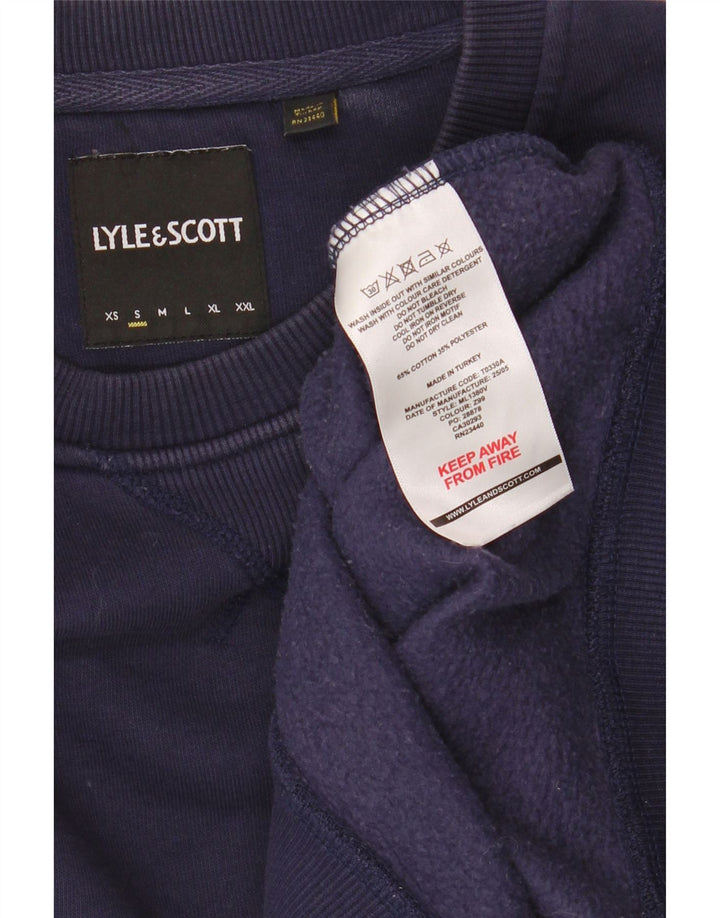 Lyle & Scott moletom masculino jumper pequeno algodão azul marinho