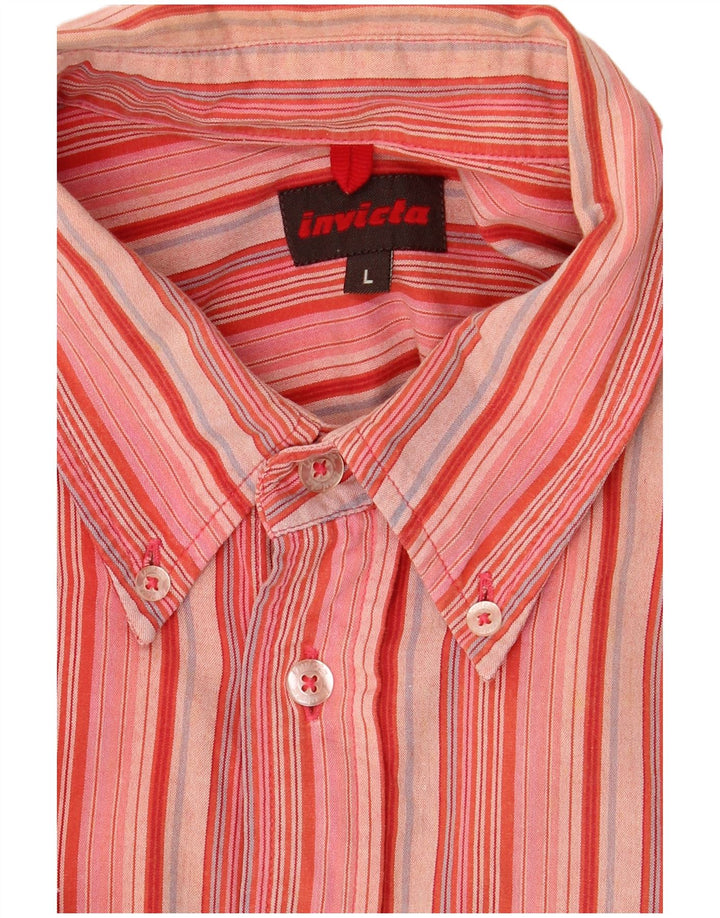Camisa masculina de manga curta INVICTA listrada vermelha grande