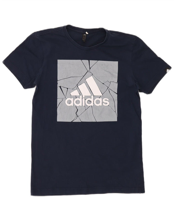 Adidas Mens Graphic T-Shirt Top Pequeno Algodão Azul Marinho