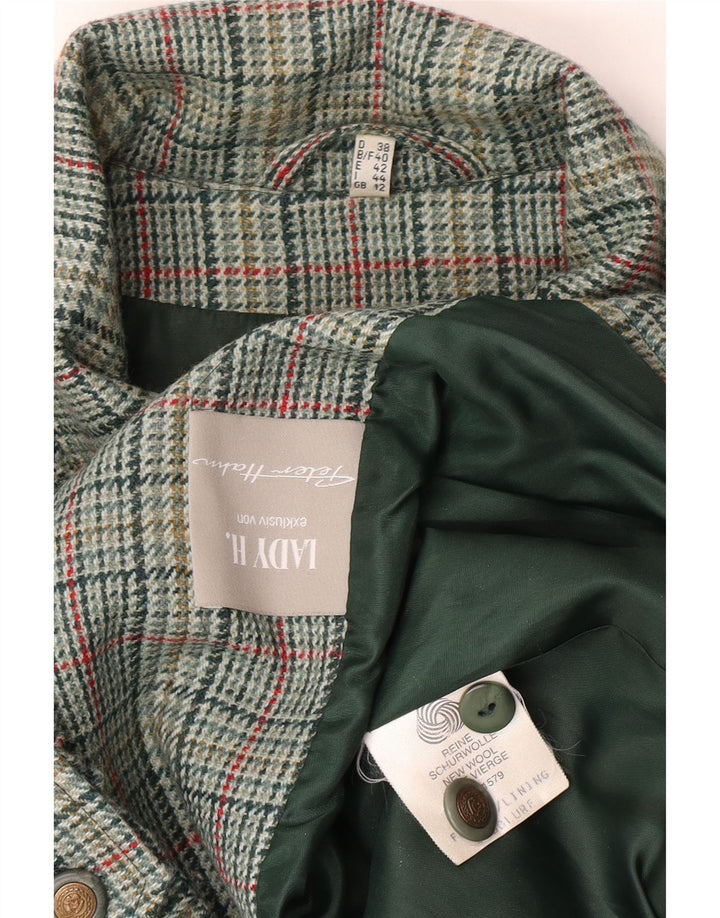 Peter Hahn Jaqueta bomber feminina Lady H Reino Unido 12 Houndstooth verde médio
