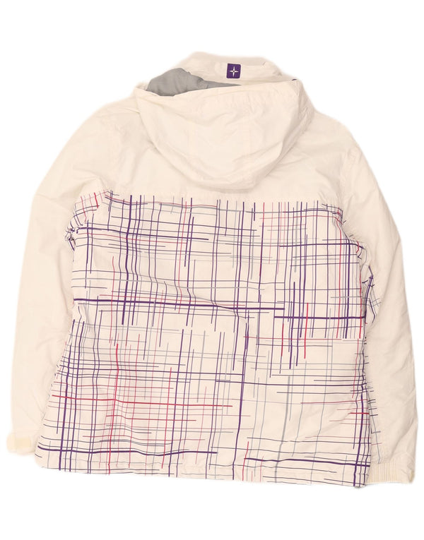 Jaqueta corta-vento feminina com capuz Mountain Warehouse UK 16 grande xadrez branco