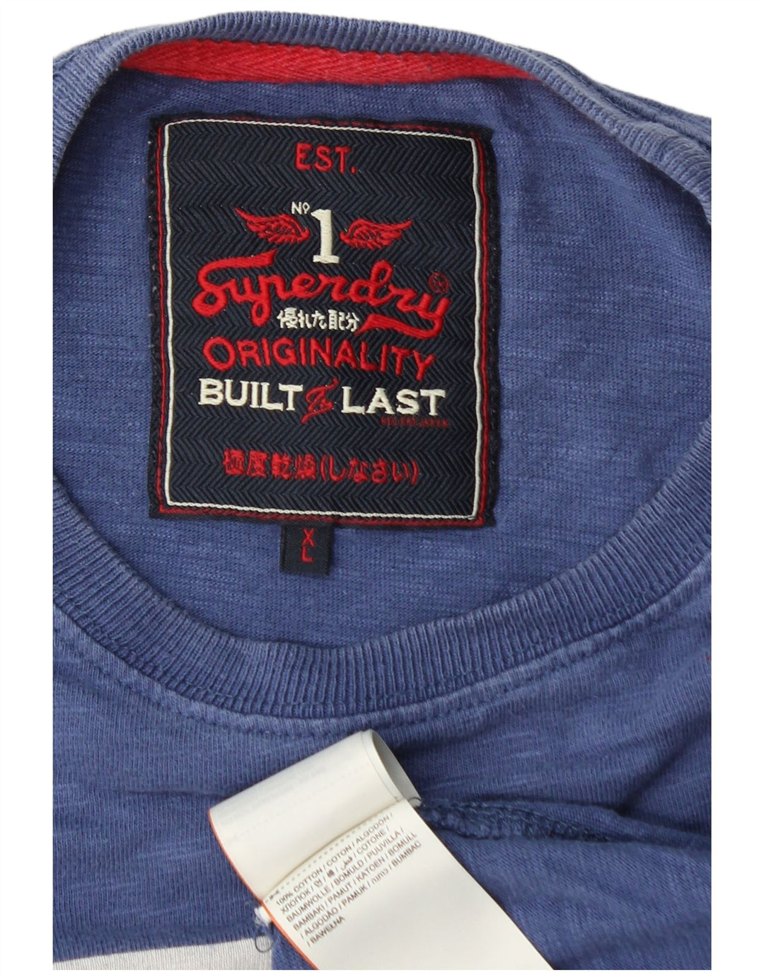 Camiseta masculina gráfica SUPERDRY Top XL algodão azul