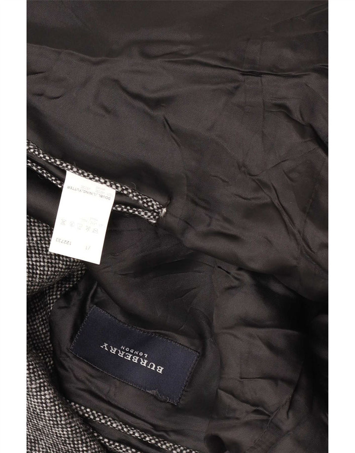 Jaqueta blazer masculina Burberry com 2 botões Reino Unido 40 grande lã manchada cinza