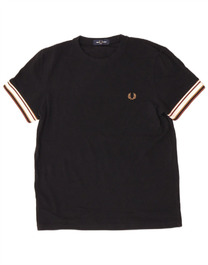 Camiseta masculina Fred Perry de algodão colorblock preto médio