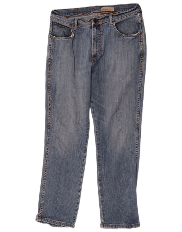 Wrangler Masculino Texas Stretch Straight Jeans W36 L30 Azul Algodão