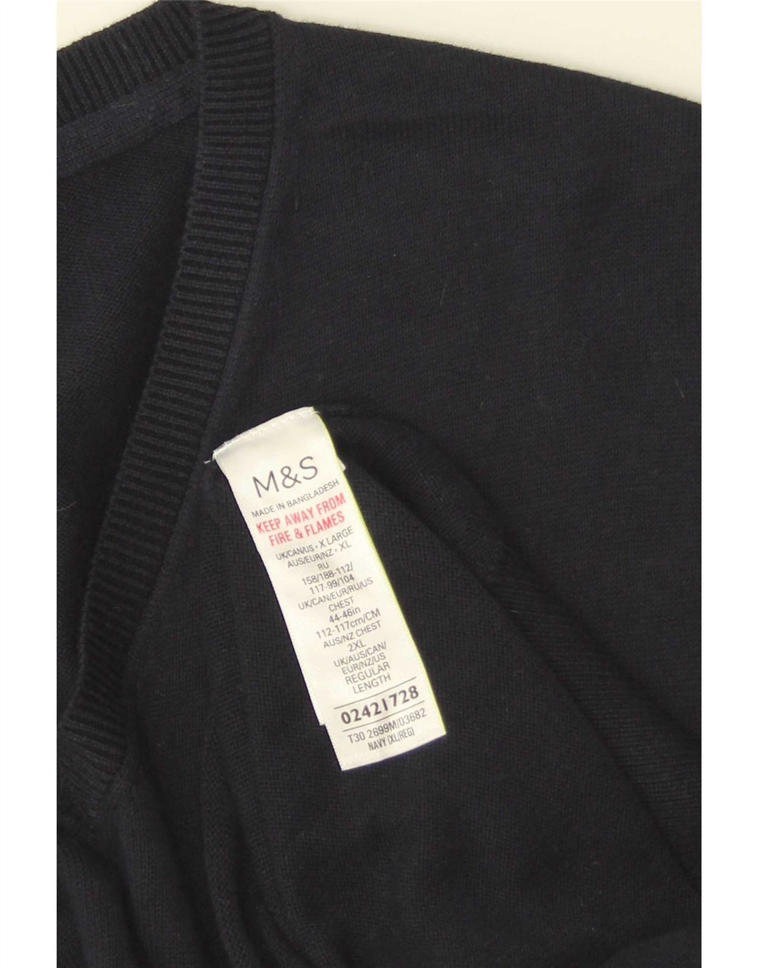 Regata masculina Marks & Spencer com colete XL de algodão azul marinho