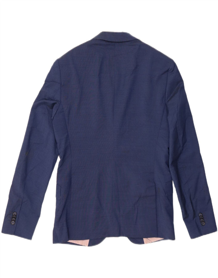 Jaqueta blazer masculina Zara com 2 botões UE 46 pequena lã azul