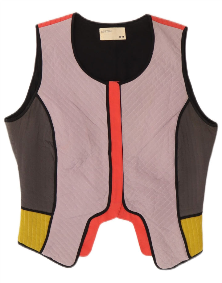 Colete feminino Rutzou EU 40 médio multicolorido colorblock seda