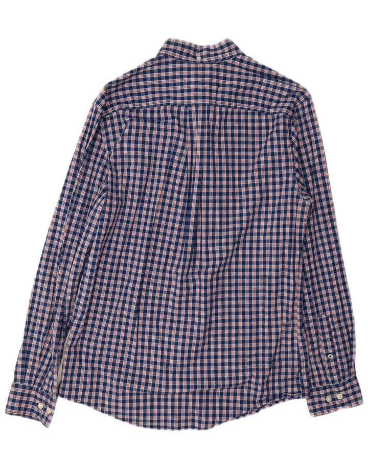 Camisa masculina Tommy Hilfiger média xadrez azul marinho algodão