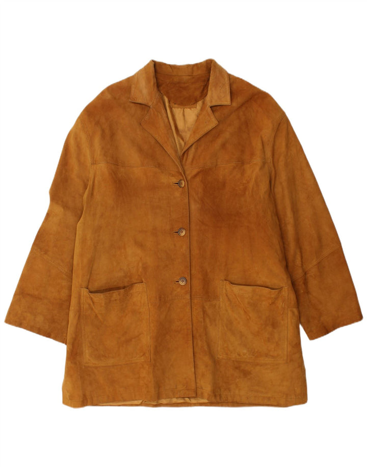 Jaqueta feminina VINTAGE de camurça UK 18 XL couro marrom