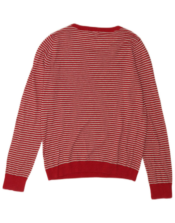 Suéter feminino Lacoste com gola redonda tamanho 38 listrado vermelho médio