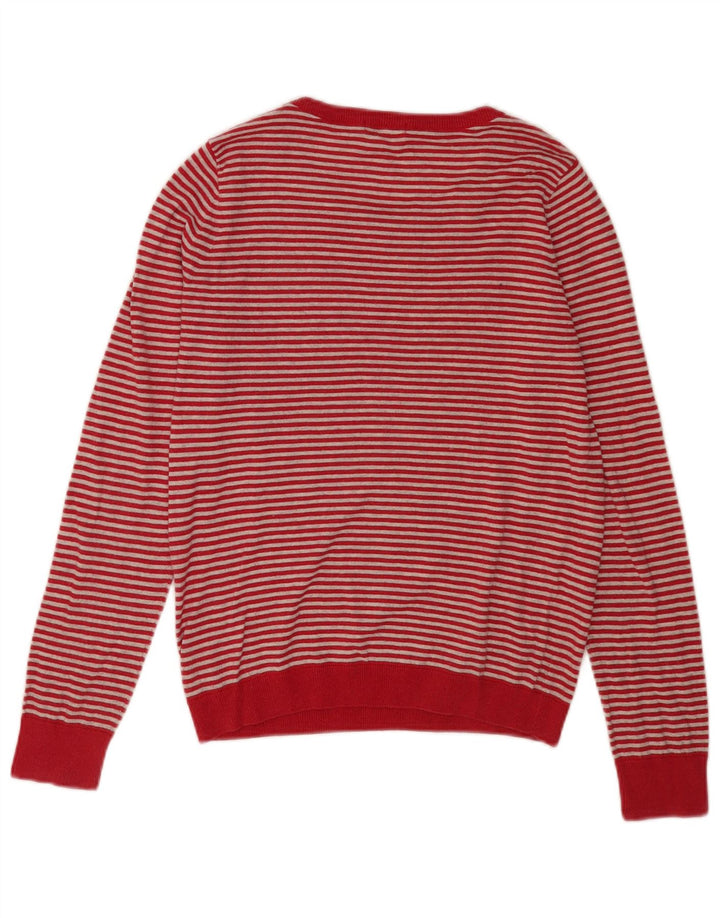 Suéter feminino Lacoste com gola redonda tamanho 38 listrado vermelho médio