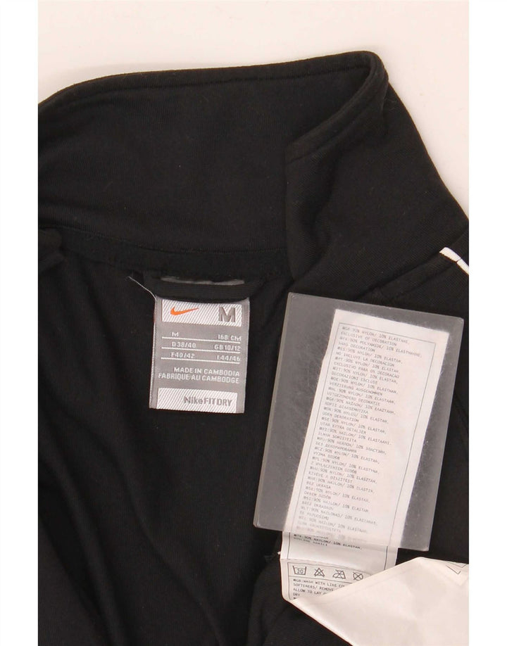 Nike Womens Tracksuit Top Jacket UK 10/12 Médio Preto Nylon
