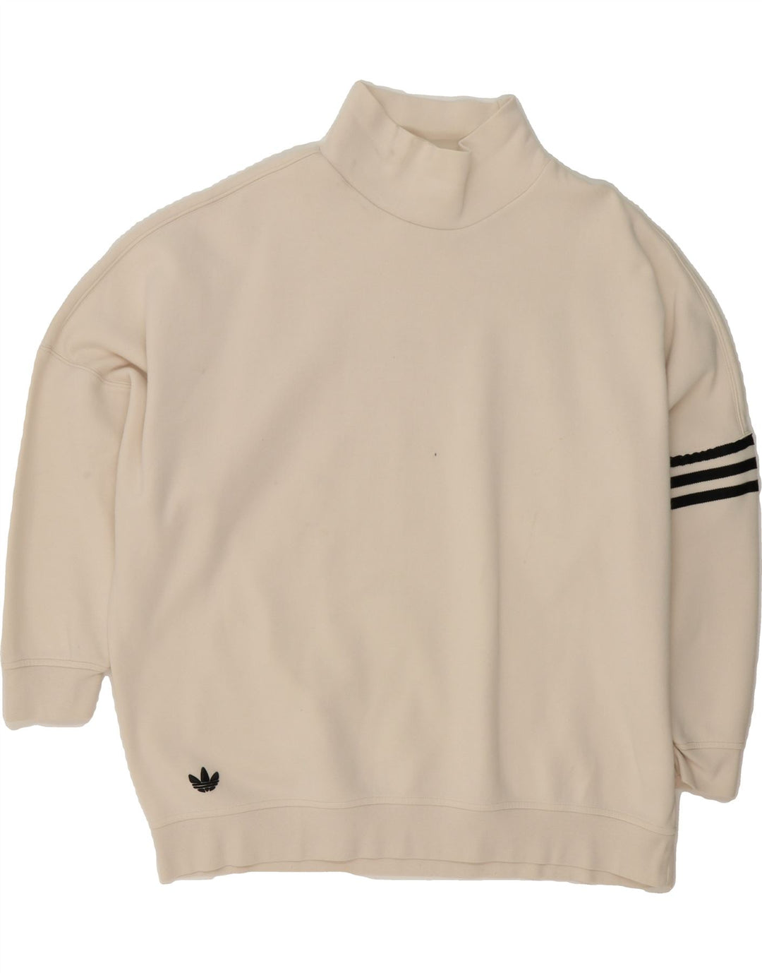 ADIDAS Womens Oversized Sweatshirt Jumper UK 18 XL Off White Cotton Vintage Adidas and Second-Hand Adidas from Messina Hembry 
