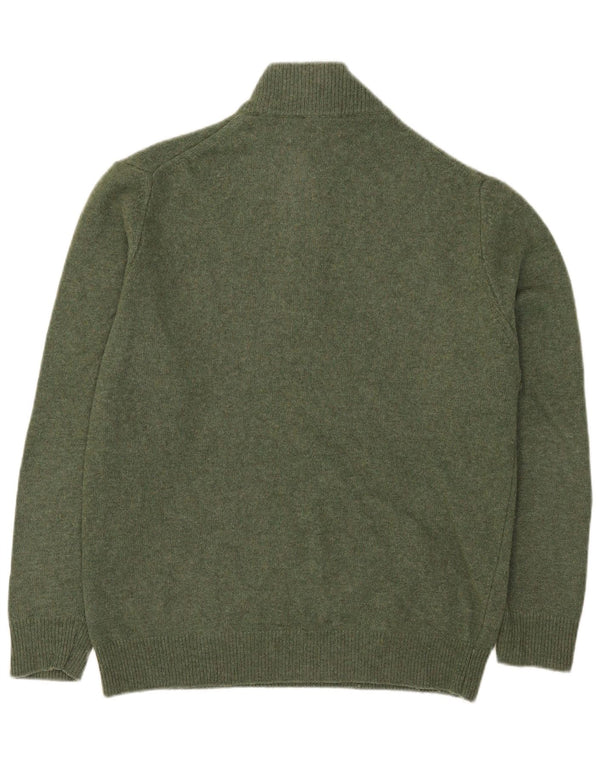 Vintage Mens Zip Neck Jumper Sweater 2XL Green Wool