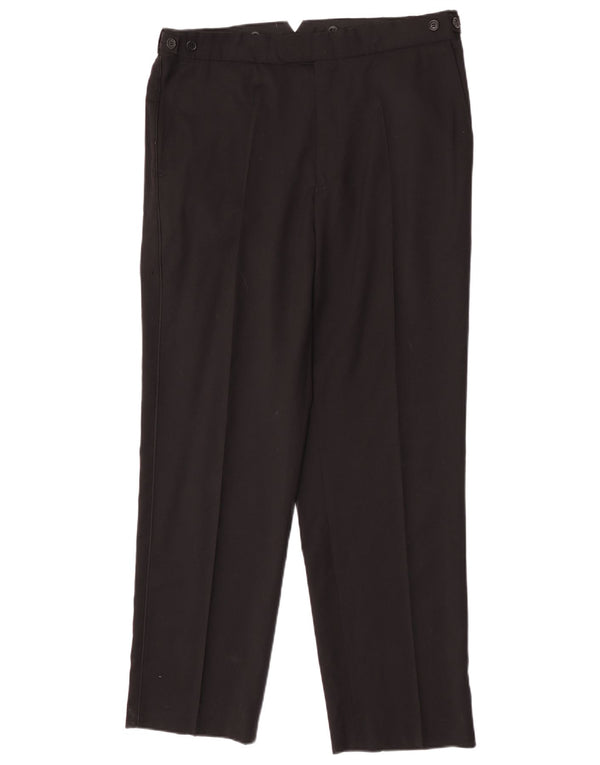 Calça chino reta masculina Marks & Spencer W36 L31 preta de lã nova