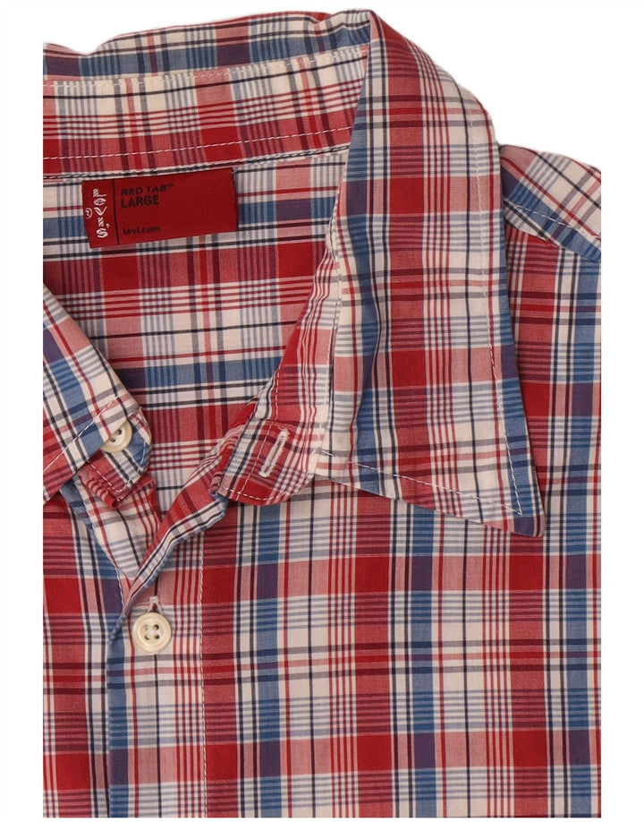 Camisa masculina de manga curta Levi's grande algodão xadrez vermelho