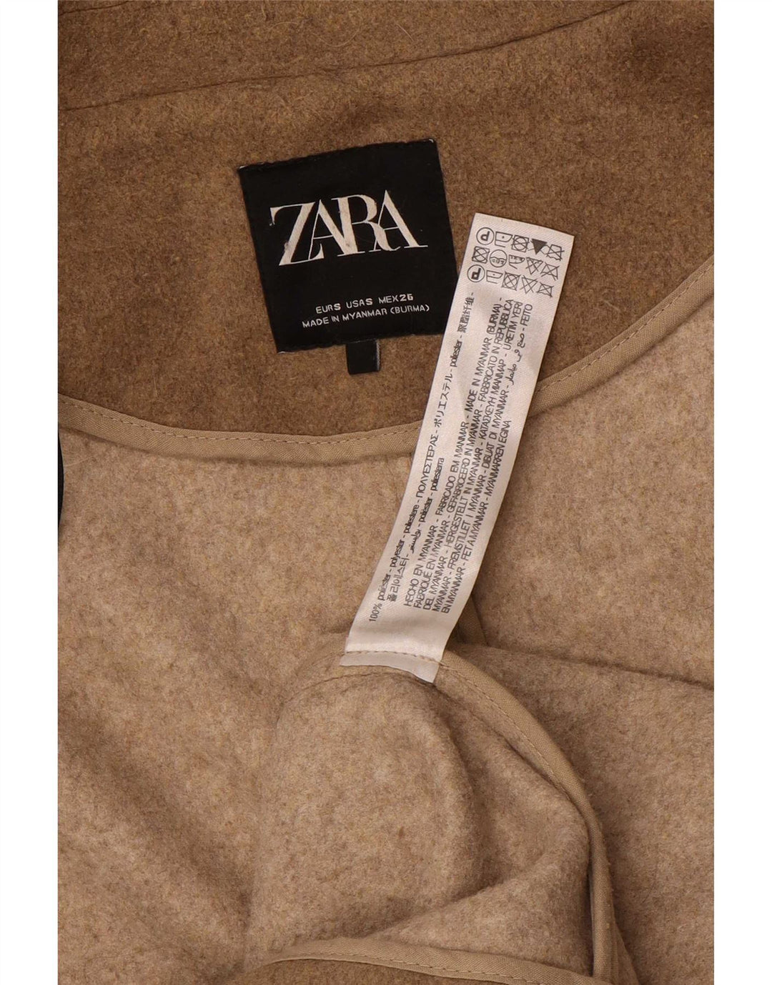 Sobretudo oversized feminino Zara UK 10 pequeno poliéster bege