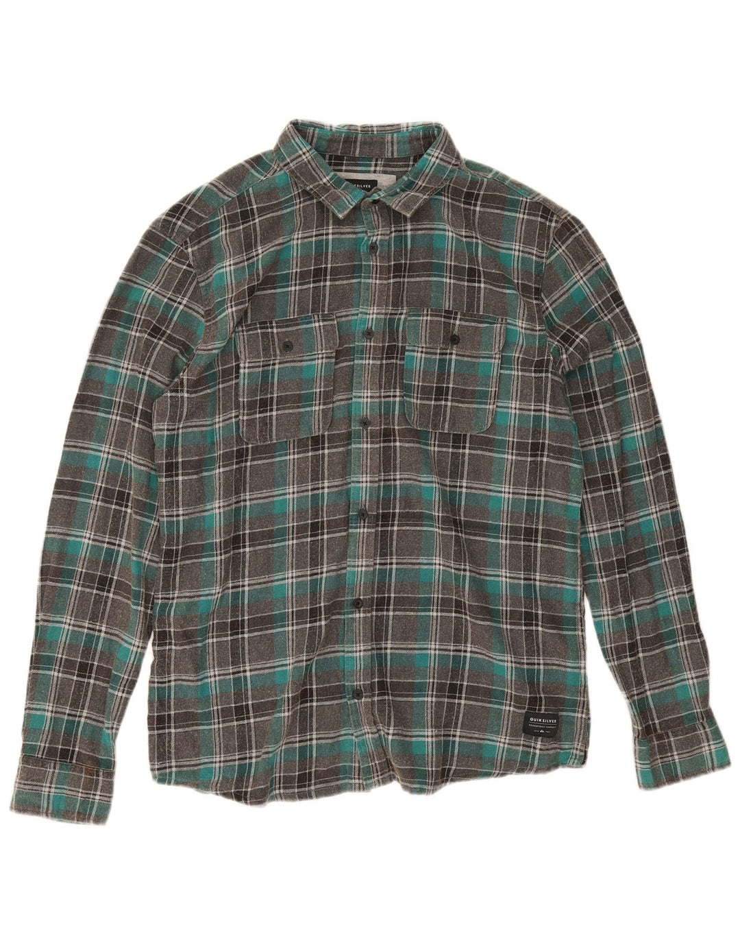 Camisa masculina de flanela Quiksilver Regular Fit grande algodão xadrez cinza