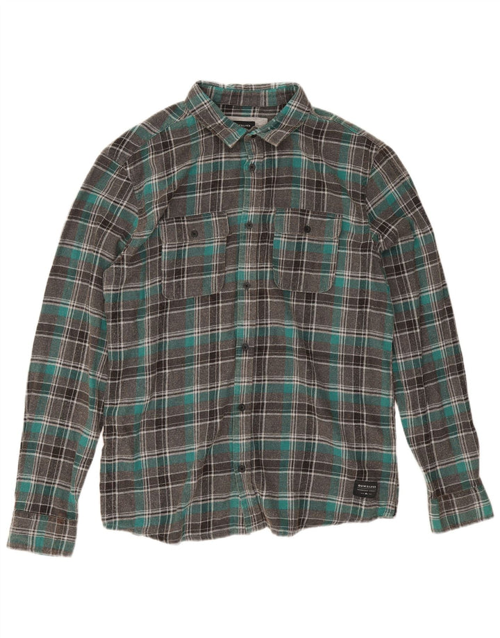 Camisa masculina de flanela Quiksilver Regular Fit grande algodão xadrez cinza