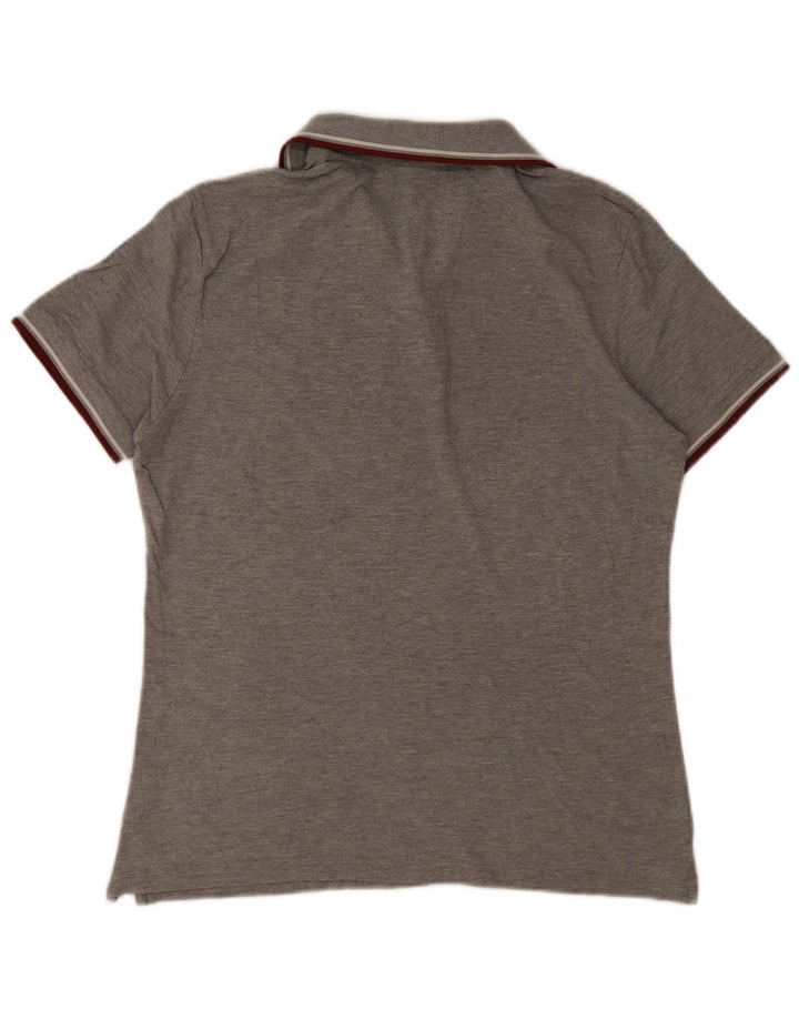 Camisa polo masculina Diadora grande algodão listrado cinza